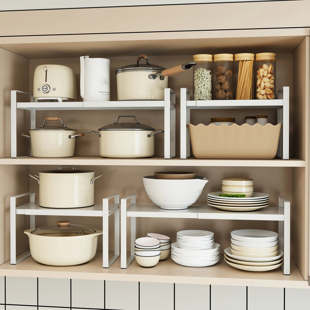 Expandable Kitchen Cabinet Organizer & Layered Shelf