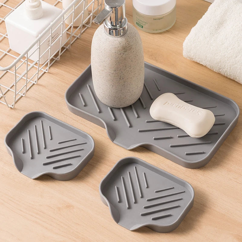 Self-Draining Silicone Sponge Holder & Soap Tray