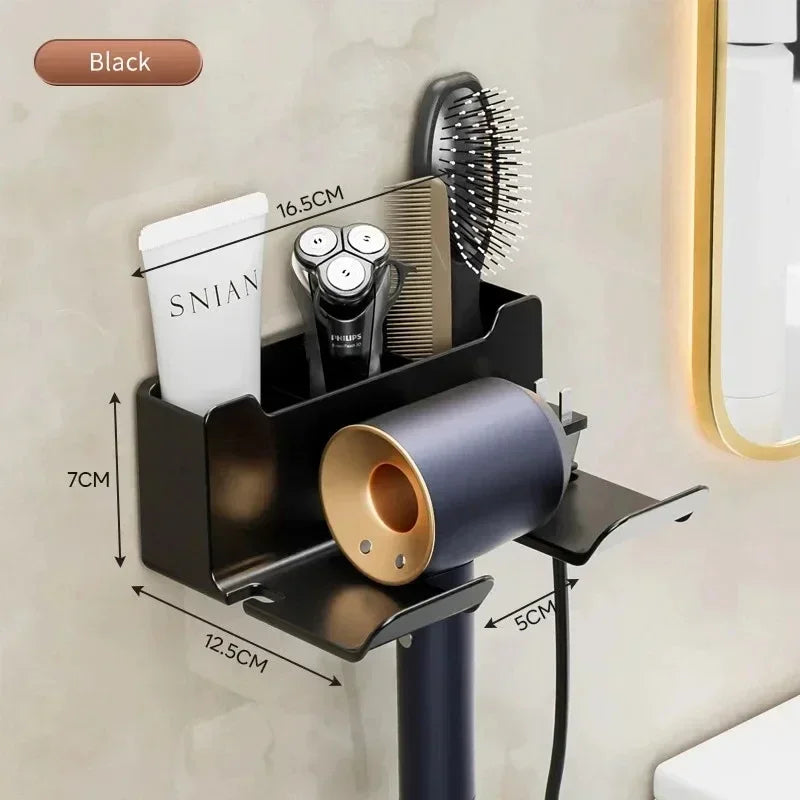 Premium Matte Black Hair Dryer & Styling Tool Organizer