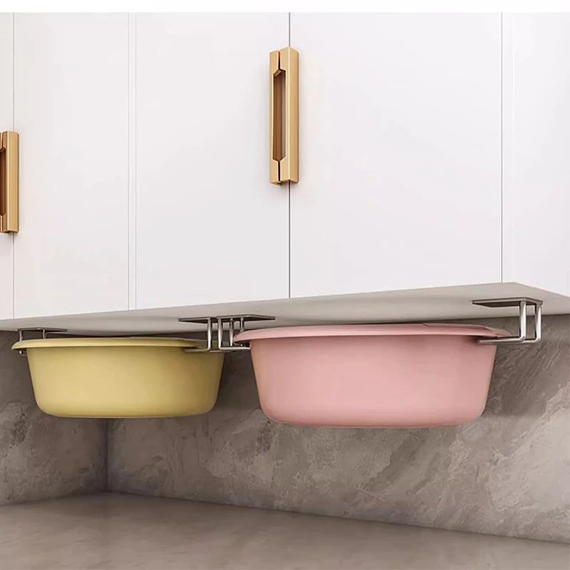 No-Drill Under-Cabinet Cutting Board & Pot Lid Holder – Space-Saving Kitchen Rack