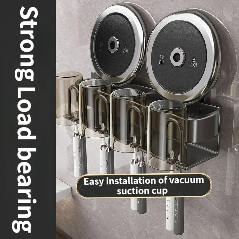 Modern Metallic Wall-Mounted Toothbrush Holder & Bathroom Organizer