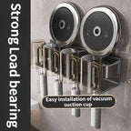 Modern Metallic Wall-Mounted Toothbrush Holder & Bathroom Organizer