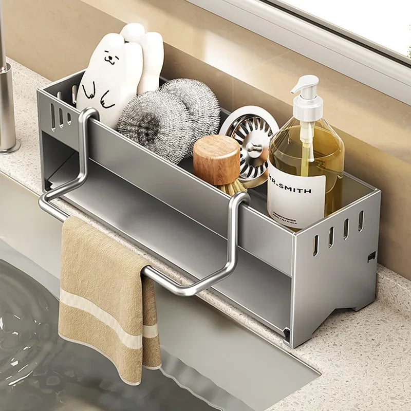 Stainless Steel Sleek Kitchen Sink Countertop Organizer