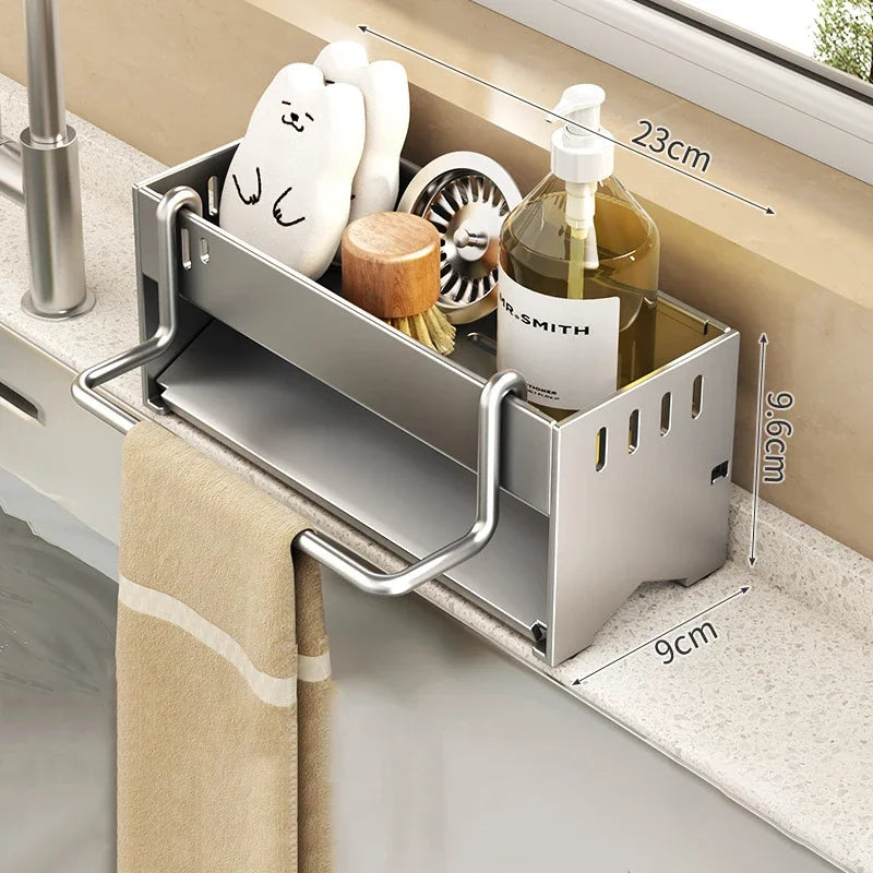 Stainless Steel Sleek Kitchen Sink Countertop Organizer