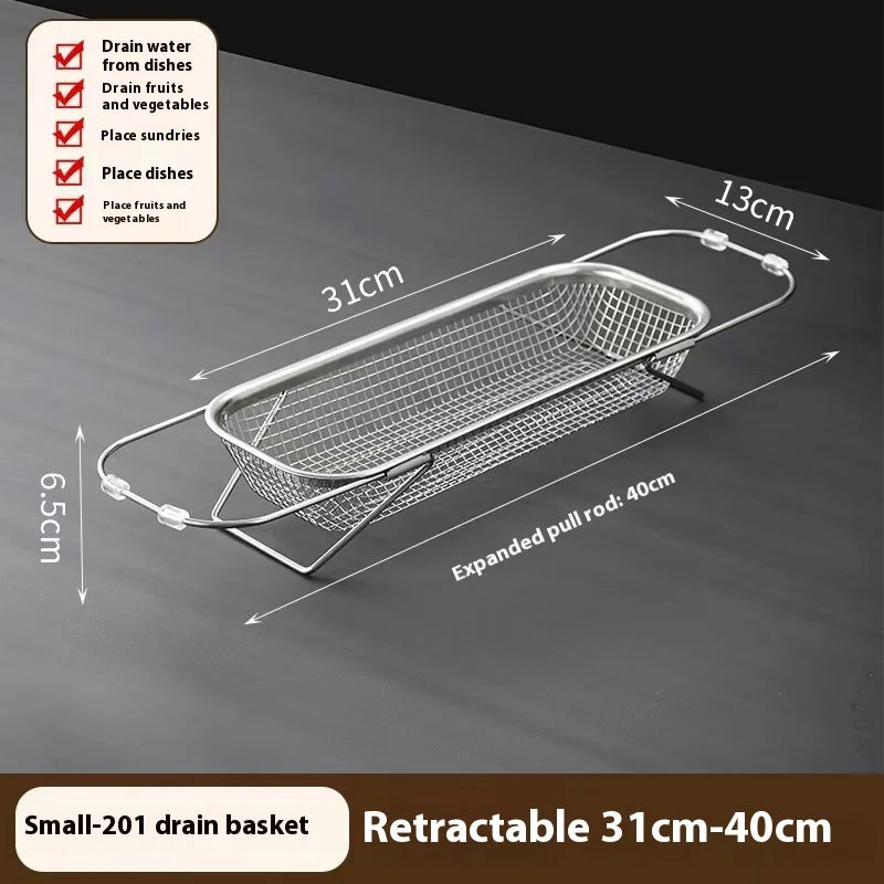 Over-the-Sink Expandable Stainless Steel Drain Basket