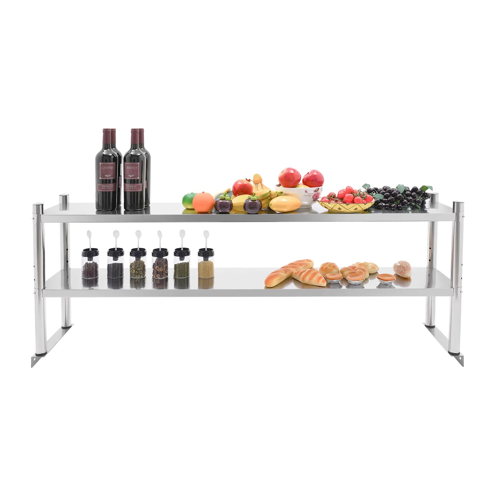 Heavy-Duty 2-Tier Stainless Steel Countertop Shelf – Adjustable Kitchen Organizer