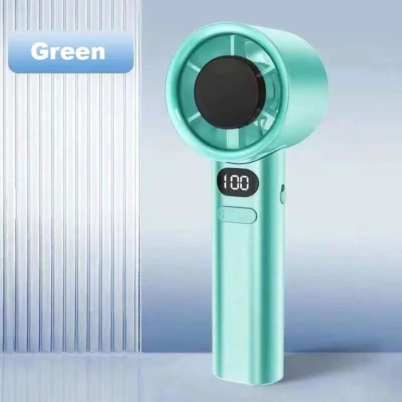 Portable Handheld Fan – 120-Speed Rechargeable, LED Display, Quiet Personal Cooling, White/Gray/Green/Gold