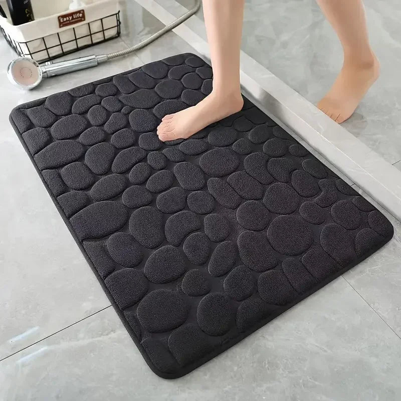 Bathroom Rug – Non-Slip Super Absorbent Quick-Dry, 3D Cobblestone Bath Mat, 40x60cm, Machine Washable