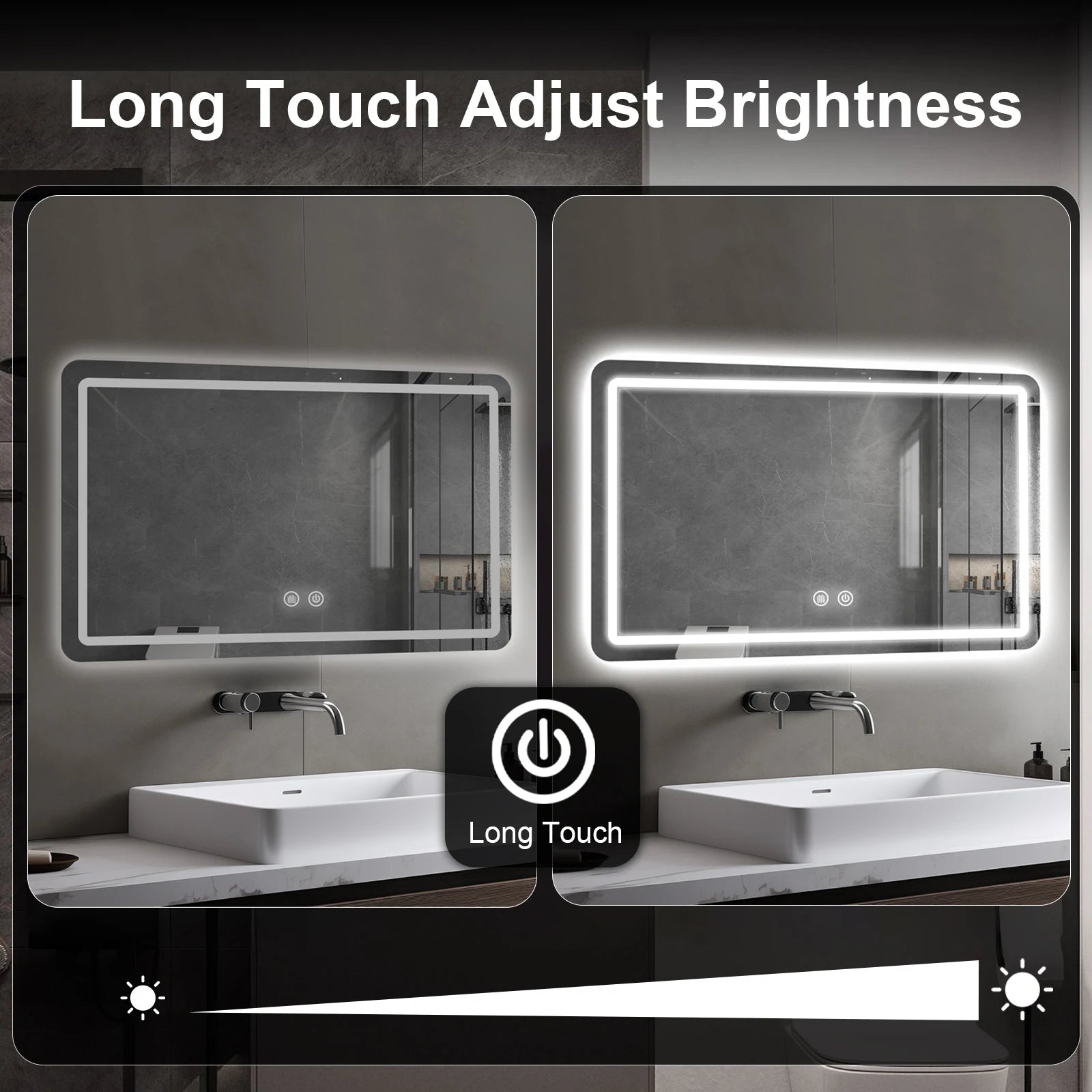 LED Bathroom Vanity Mirror with Lights, Anti-Fog, 3 Color Dimmable Lighting, Wall Mounted Rectangle Bathroom Mirror