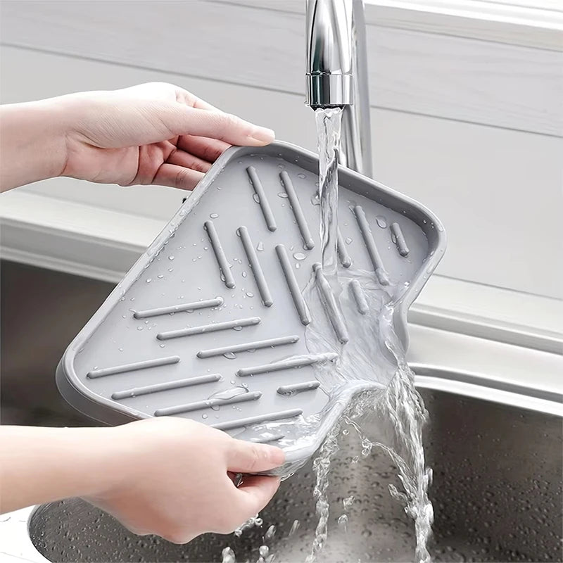 Self-Draining Silicone Sponge Holder & Soap Tray