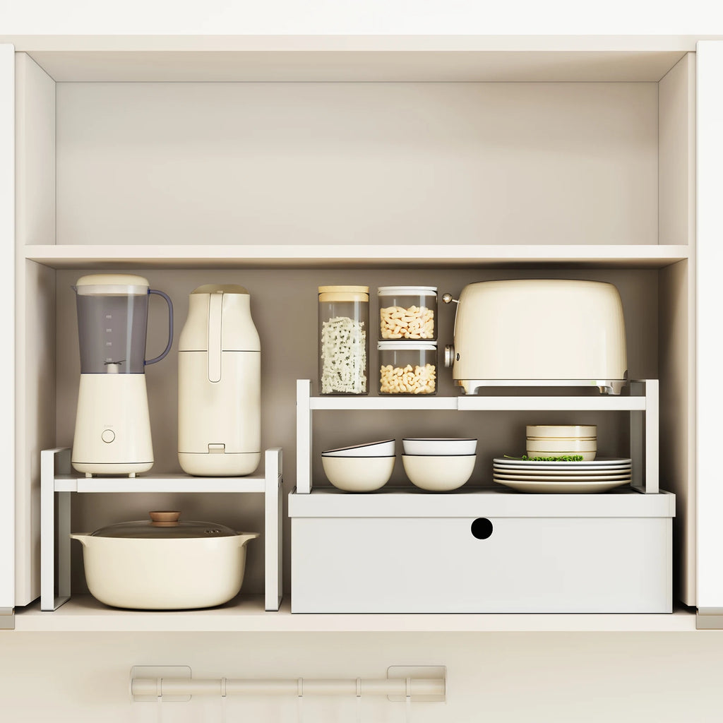 Expandable Kitchen Cabinet Organizer & Layered Shelf