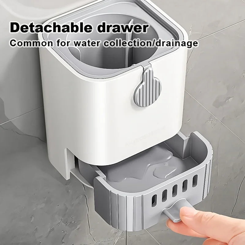 Silicone Toilet Brush and Holder, Wall Mounted Toilet Bowl Brush with Long Handle, Quick-Dry Bathroom Cleaning Set