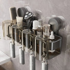 Modern Metallic Wall-Mounted Toothbrush Holder & Bathroom Organizer