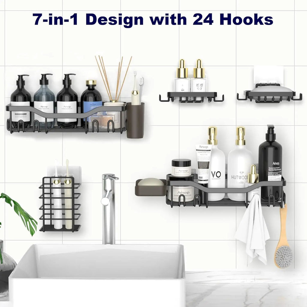 Premium Adhesive Shower Caddy & Bathroom Organizer Set