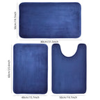 3-Piece Bathroom Rug Set, Non-Slip Soft Bath Mats, Super Absorbent Toilet & Shower Mat Set, Machine Washable