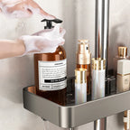 No-Drill Shower Rod Storage Organizer Rack