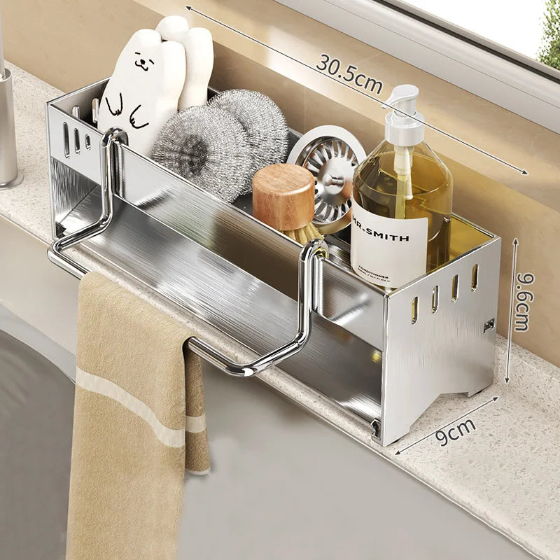 Stainless Steel Sleek Kitchen Sink Countertop Organizer