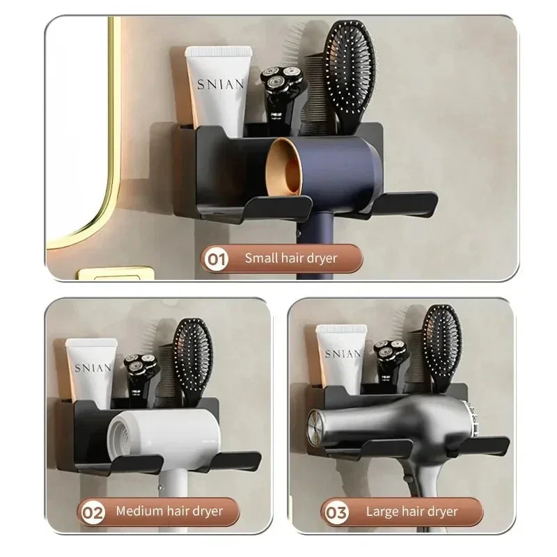 Premium Matte Black Hair Dryer & Styling Tool Organizer