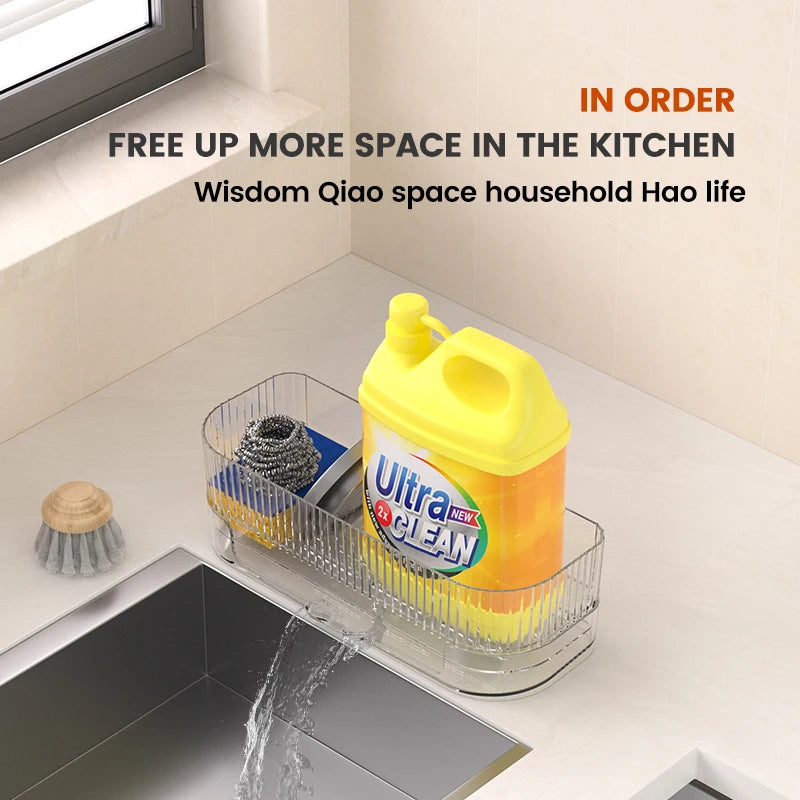 Self-Draining Kitchen Sink Sponge Holder & Organizer