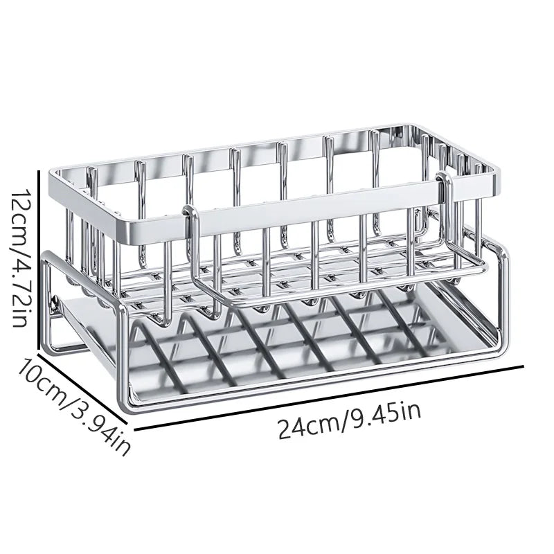 Stainless Steel Sink Caddy Organizer with Slanted Drain Tray