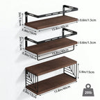 Rustic Floating Wall Shelves with Integrated Towel Bar