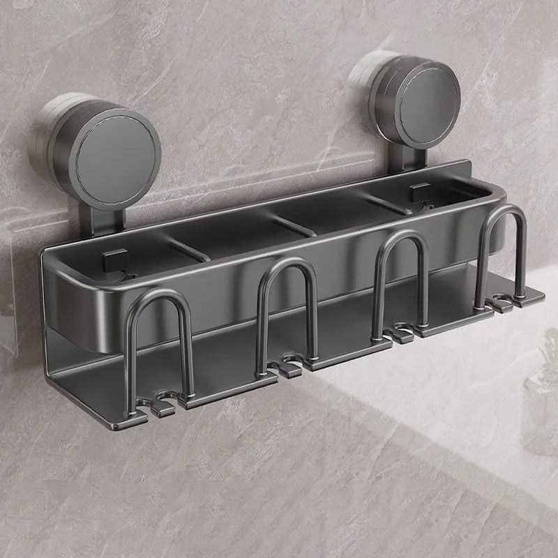 Modern Metallic Wall-Mounted Toothbrush Holder & Bathroom Organizer