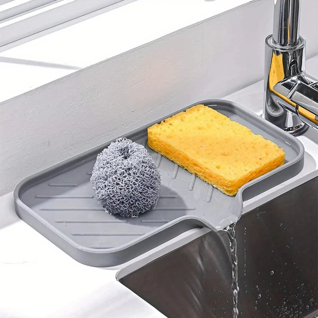 Self-Draining Silicone Sponge Holder & Soap Tray