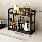 Modern Matte Black 2-Tier Countertop Organizer – Aesthetic Kitchen & Coffee Bar Shelf