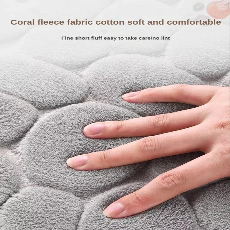 Non-Slip Bathroom Rug, Super Absorbent Quick-Dry Bath Mat, Soft 3D Cobblestone Bathroom Floor Mat, Machine Washable