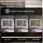 LED Bathroom Vanity Mirror with Lights, Anti-Fog, 3 Color Dimmable Lighting, Wall Mounted Rectangle Bathroom Mirror