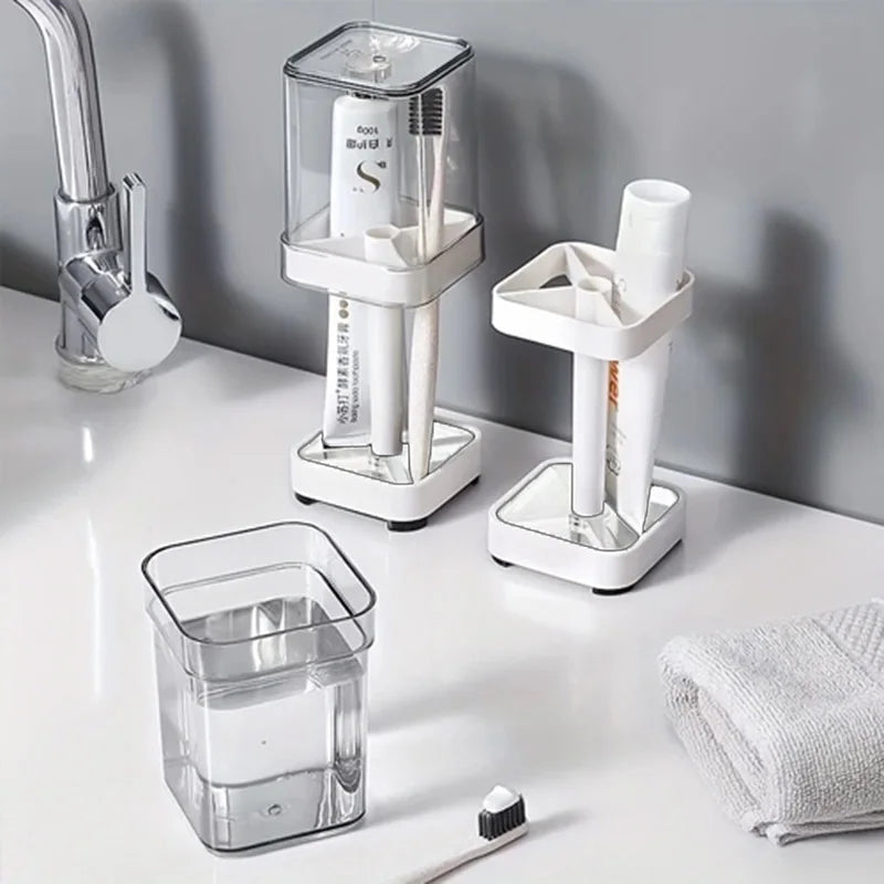 Luxury 2-in-1 Toothbrush Holder with Integrated Mouthwash Cup