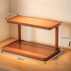 Minimalist 2-Tier Wooden Coffee Station Organizer