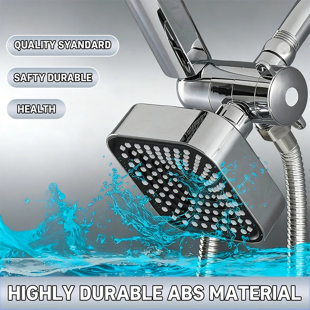 Dual Shower Head Combo with Handheld Spray, High Pressure Rainfall Shower Head, 3-Way Diverter & Stainless Steel Hose