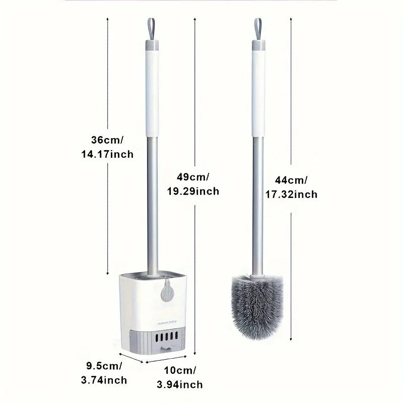 Silicone Toilet Brush and Holder, Wall Mounted Toilet Bowl Brush with Long Handle, Quick-Dry Bathroom Cleaning Set