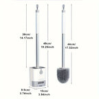 Silicone Toilet Brush and Holder, Wall Mounted Toilet Bowl Brush with Long Handle, Quick-Dry Bathroom Cleaning Set