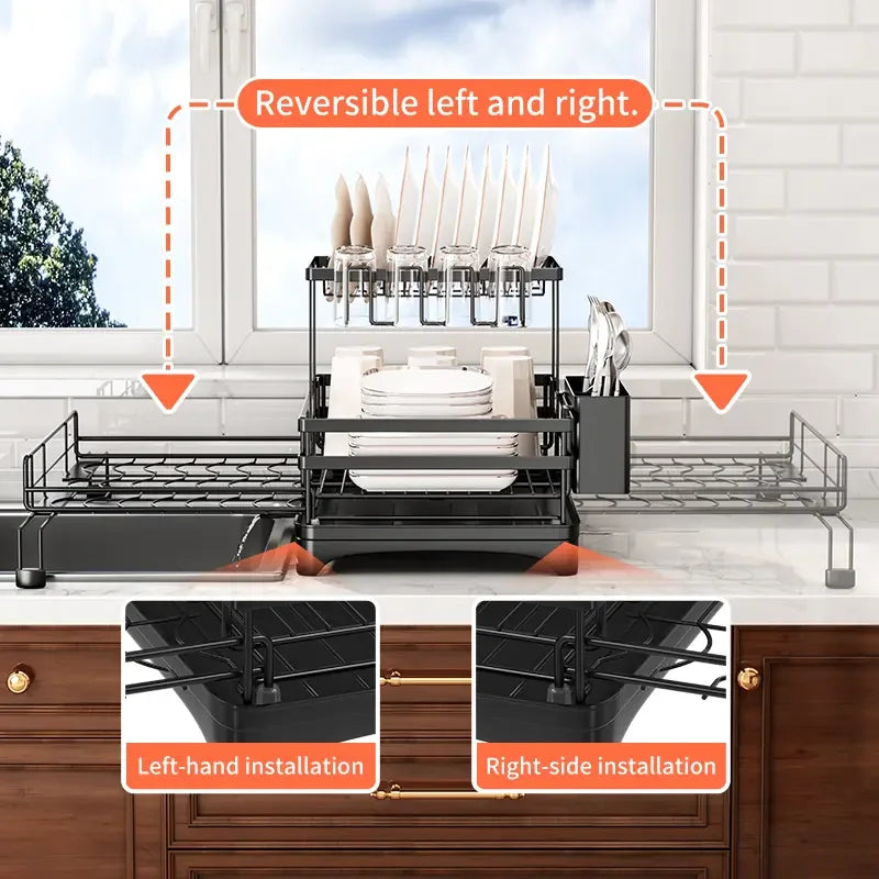 2-Tier Expandable Carbon Steel Dish Drying Rack