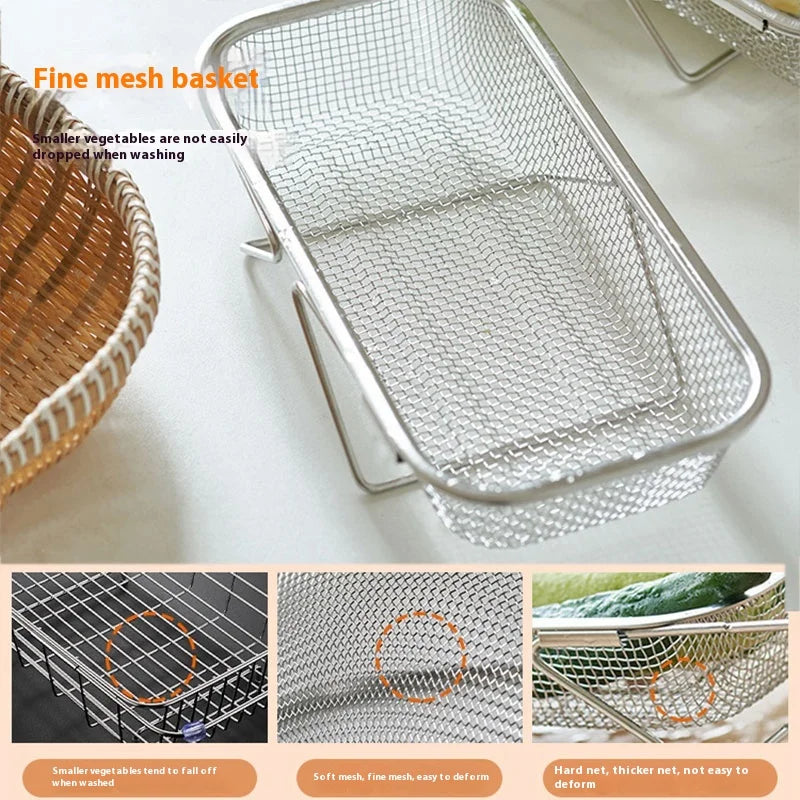 Over-the-Sink Expandable Stainless Steel Drain Basket