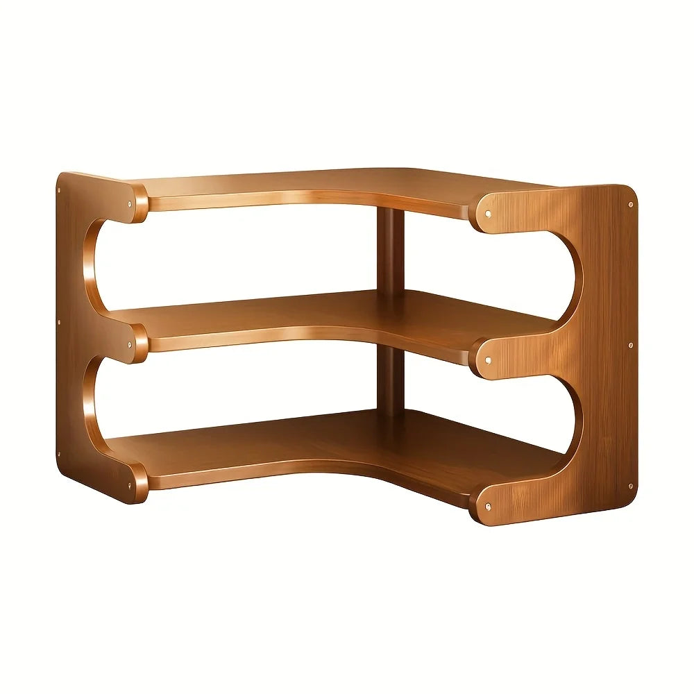 3-Tier Bamboo Corner Organizer & Desk Shelf
