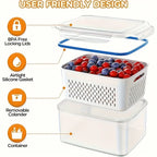 Airtight Fridge Organizer Bins with Removable Drain Basket