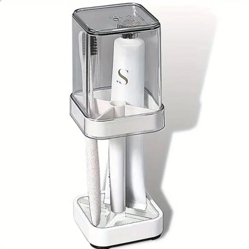 2-in-1 Toothbrush Holder with Dustproof Cover & Mouthwash Cup – BPA-Free ABS, Countertop, 21.5cm