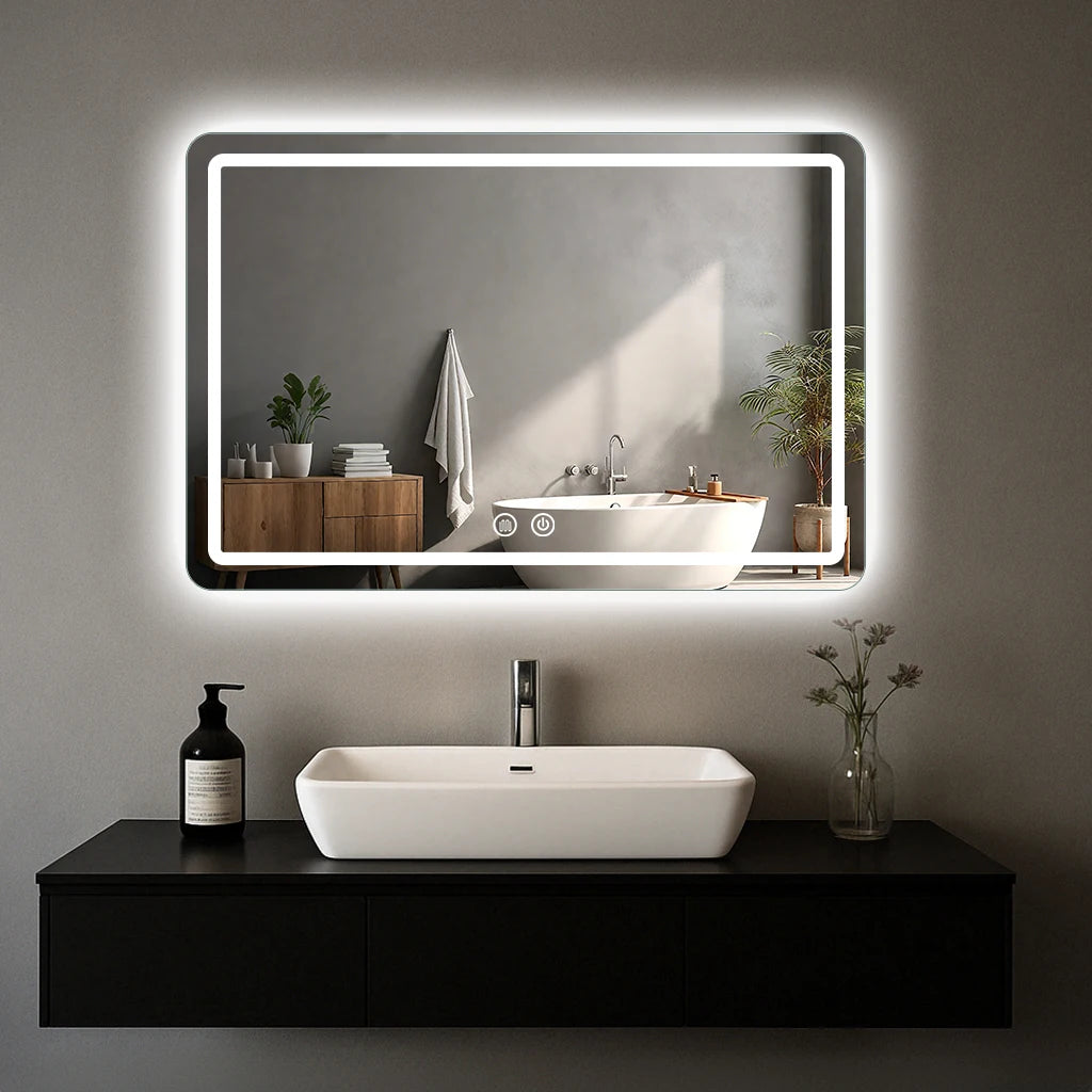 LED Bathroom Vanity Mirror with Lights, Anti-Fog, 3 Color Dimmable Lighting, Wall Mounted Rectangle Bathroom Mirror