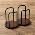 Nordic Wood & Metal Countertop Cup Organizer – Aesthetic Coffee Bar Dispenser
