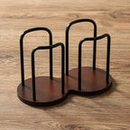 Nordic Wood & Metal Countertop Cup Organizer – Aesthetic Coffee Bar Dispenser