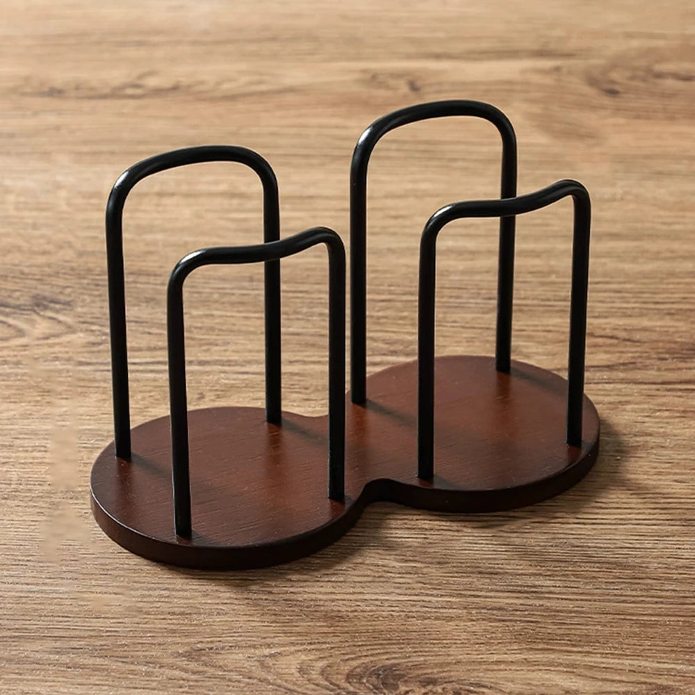 Nordic Wood & Metal Countertop Cup Organizer – Aesthetic Coffee Bar Dispenser
