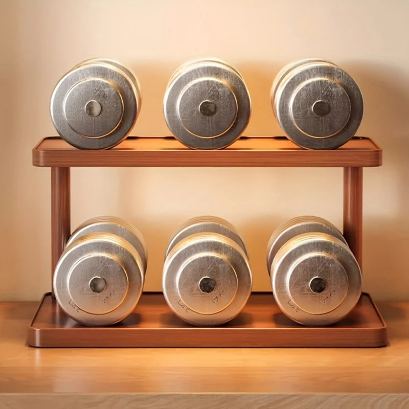 Minimalist 2-Tier Wooden Coffee Station Organizer