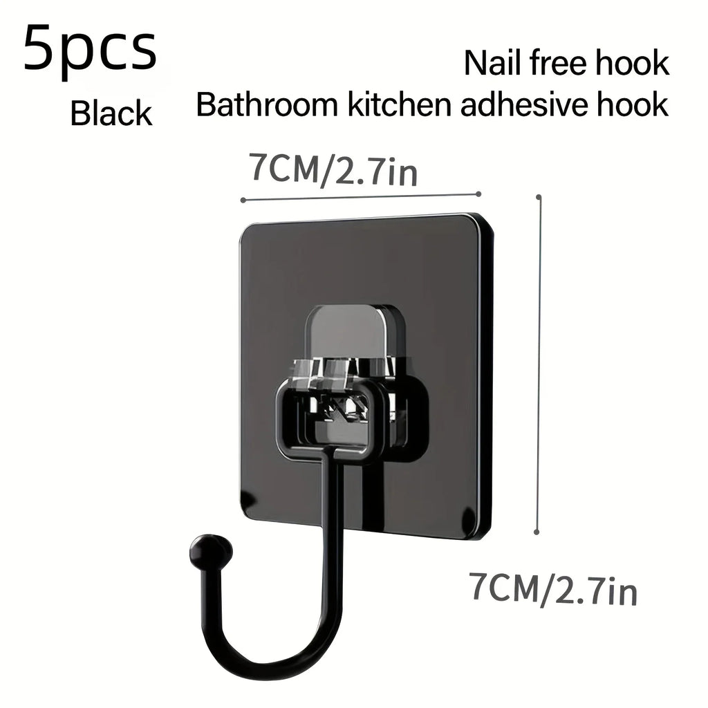 Premium Matte Black Adhesive Wall Hooks (5-Pack)