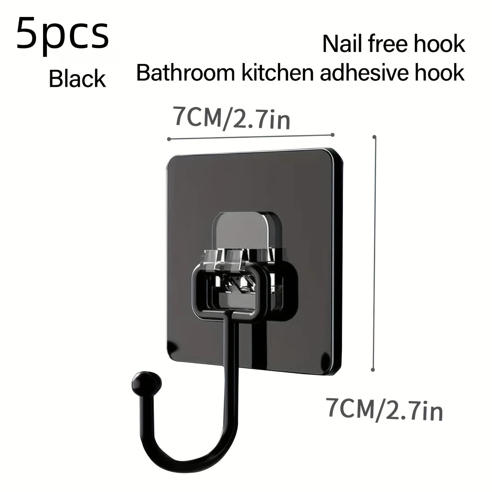 Premium Matte Black Adhesive Wall Hooks (5-Pack)