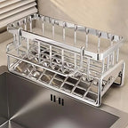 Stainless Steel Sink Caddy Organizer with Slanted Drain Tray