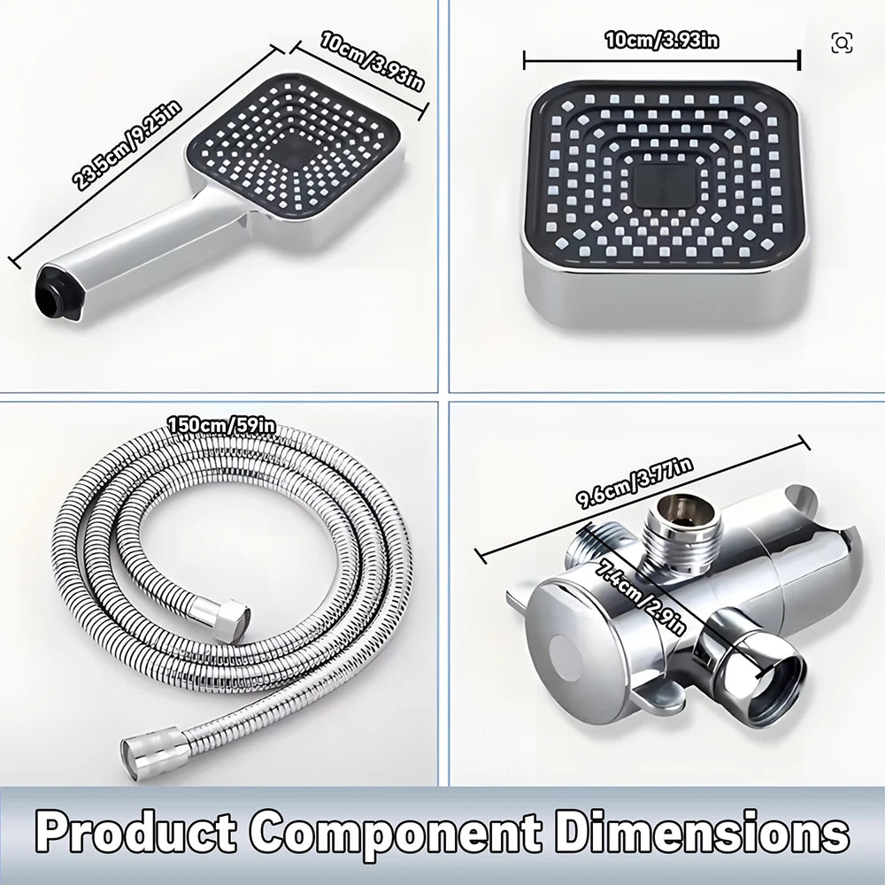 Dual Shower Head Combo with Handheld Spray, High Pressure Rainfall Shower Head, 3-Way Diverter & Stainless Steel Hose