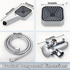 Dual Shower Head Combo with Handheld Spray, High Pressure Rainfall Shower Head, 3-Way Diverter & Stainless Steel Hose